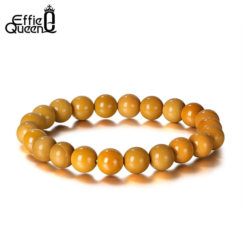 Yellow Mookaite Stone Beads Bracelet Stretch Reiki Buddhist Beads 8mm