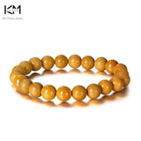 Yellow Mookaite Stone Beads Bracelet Stretch Reiki Buddhist Beads 8mm