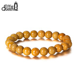Yellow Mookaite Stone Beads Bracelet Stretch Reiki Buddhist Beads 8mm