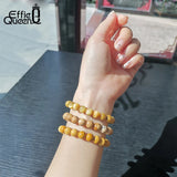 Yellow Mookaite Stone Beads Bracelet Stretch Reiki Buddhist Beads 8mm