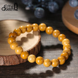 Yellow Mookaite Stone Beads Bracelet Stretch Reiki Buddhist Beads 8mm