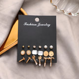 Bohemian Pearl Crystal Stud Earrings Set