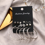 Bohemian Pearl Crystal Stud Earrings Set