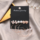 Bohemian Pearl Crystal Stud Earrings Set