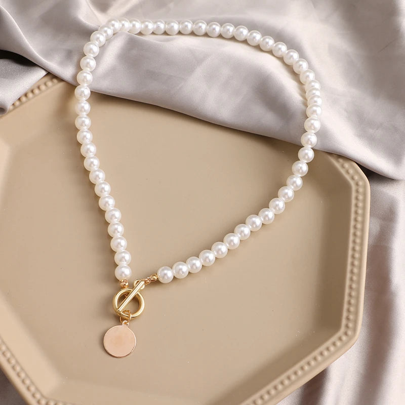 Vintage Pearl Choker Necklace Women Wedding Jewelry