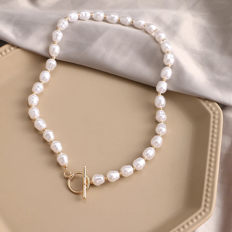 Vintage Pearl Choker Necklace Women Wedding Jewelry