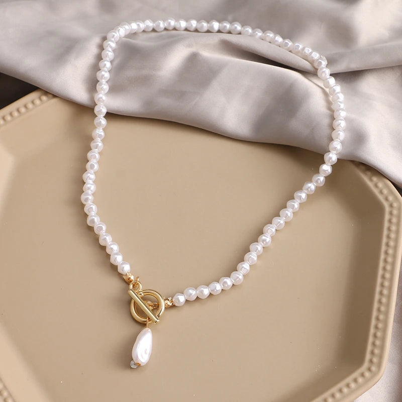 Vintage Pearl Choker Necklace Women Wedding Jewelry