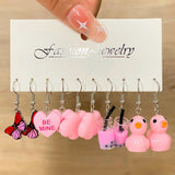 Butterfly Duck Earrings Set Geometric Heart Mushroom Drop Jewelry Kids Gift