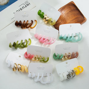 Colorful Resin Drop Earrings Set for Women Girls