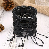 Punk Rock Skull Star Feather Leather Bracelet Men Charms Bangles Armband