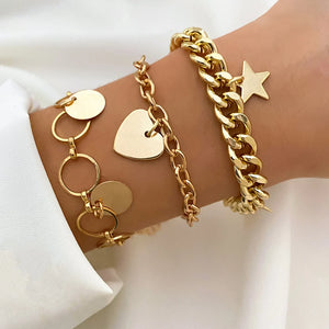 Charm Bangles Jewelry Multilayer Bracelet Metal Pearl Vintage Pendant
