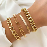 Charm Bangles Jewelry Multilayer Bracelet Metal Pearl Vintage Pendant