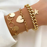 Charm Bangles Jewelry Multilayer Bracelet Metal Pearl Vintage Pendant