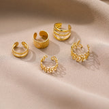 Vintage Metal Leaf Ear Cuff Set for Women, Boho Charm Jewelry