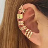 Vintage Metal Leaf Ear Cuff Set for Women, Boho Charm Jewelry
