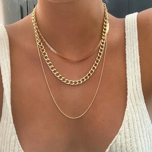Vintage Multi-layer Chain Necklaces For Women Cuban Chain Snake Chain Choker