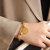 Plated Bracelet for Women with Ball Charm, Elastic Line Bracelet - Christmas