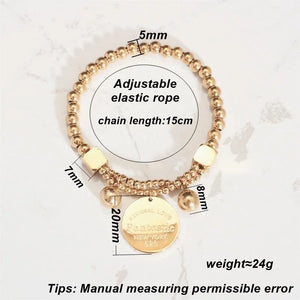 Plated Bracelet for Women with Ball Charm, Elastic Line Bracelet - Christmas
