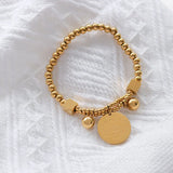 Plated Bracelet for Women with Ball Charm, Elastic Line Bracelet - Christmas