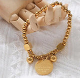 Plated Bracelet for Women with Ball Charm, Elastic Line Bracelet - Christmas