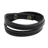 Double-deck Leather Bracelets&Bangles For Men Punk Wristband