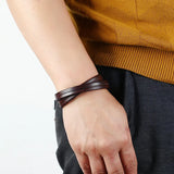 Double-deck Leather Bracelets&Bangles For Men Punk Wristband