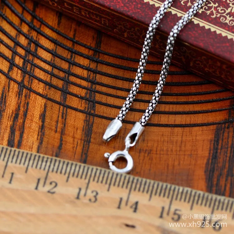 925 Sterling Silver Jewelry Flake Chain 50 Cm Long Necklace Men Women