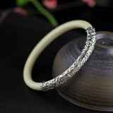 Vintage Small Silver Imitate Ivory Bracelet