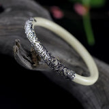 Vintage Small Silver Imitate Ivory Bracelet