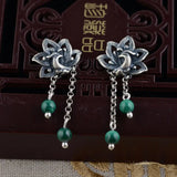 Malachite 100% S925 Silver Stud Earrings Retro Fashion Gem