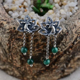 Malachite 100% S925 Silver Stud Earrings Retro Fashion Gem