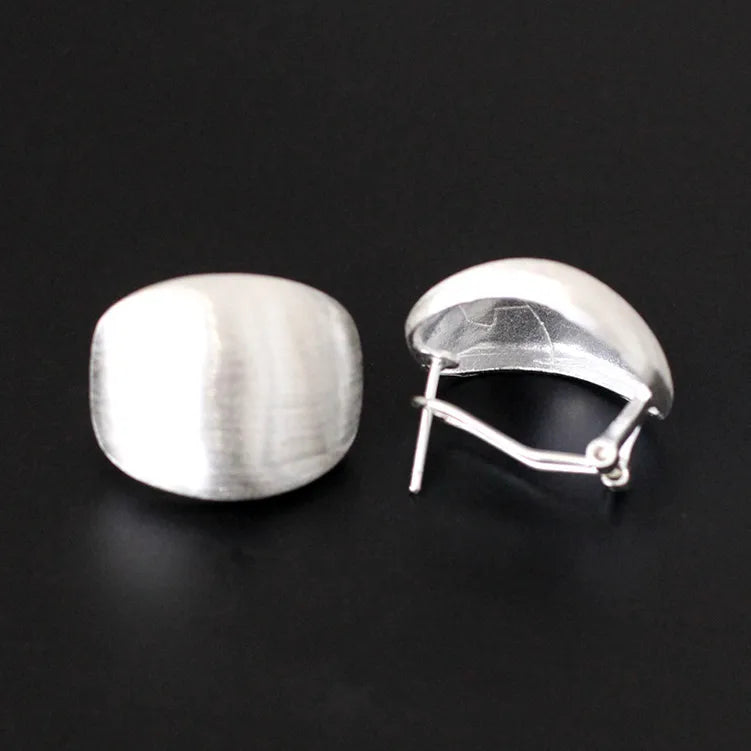Sterling Silver Brushed Ear Clips Jewelry 925