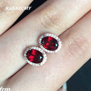 Natural Garnet Stud Earrings 925 Sterling Silver