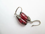 925 Silver Garnet Water Drop Earrings Vintage Style