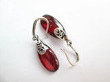 925 Silver Garnet Water Drop Earrings Vintage Style