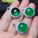 925 Silver Crystal Green Chalcedony Necklace Pendant