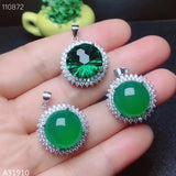 925 Silver Crystal Green Chalcedony Necklace Pendant
