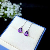 925 Silver Amethyst Gemstone Ear Line Detect Earrings