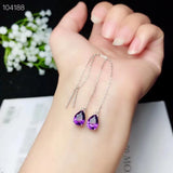 925 Silver Amethyst Gemstone Ear Line Detect Earrings