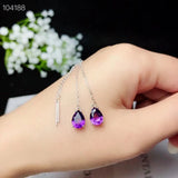 925 Silver Amethyst Gemstone Ear Line Detect Earrings