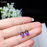 925 Silver Amethyst Gemstone Ear Line Detect Earrings