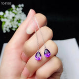925 Silver Amethyst Gemstone Ear Line Detect Earrings
