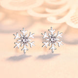 925 Sterling Silver Snowflake Earrings for Women Fashionable Jewelry