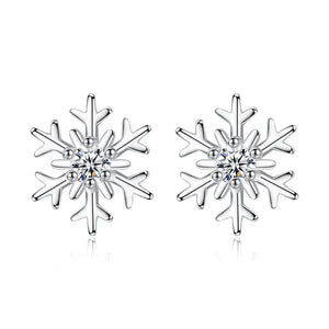 925 Sterling Silver Snowflake Earrings for Women Fashionable Jewelry