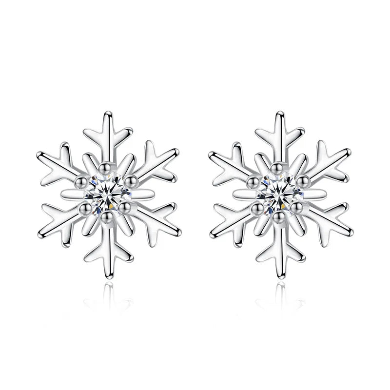 925 Sterling Silver Snowflake Earrings for Women Fashionable Jewelry