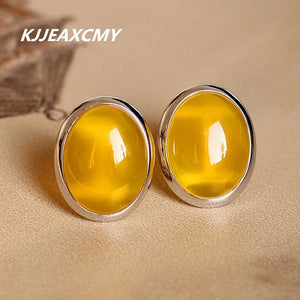 S925 Thai Silver Yellow Agate Earrings for Women