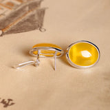 S925 Thai Silver Yellow Agate Earrings for Women