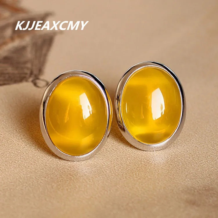 S925 Thai Silver Yellow Agate Earrings for Women
