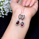 925 Silver Natural Garnet Earrings for Women