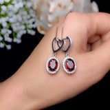 925 Silver Natural Garnet Earrings for Women